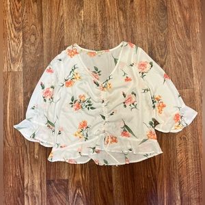 Lily white semi sheer floral blouse